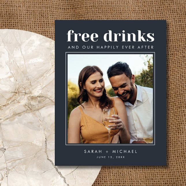 Carte Postale Faire-part Funny Free Drinks Mariage Photo Enregistrer la dat (Funny Free Drinks Wedding Photo Save the Date)