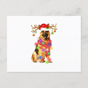 Carte Postale Faire-part Funny German Shepherd Santa Hat