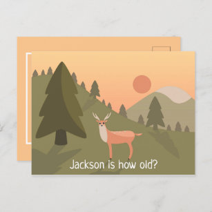 Carte Postale Faire-part Funny "How Old" Whitetail Buck Annonce d'anniversa