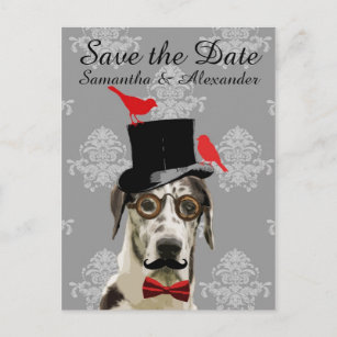 Carte Postale Faire-part Funny mariage marié chien enregistrer la date
