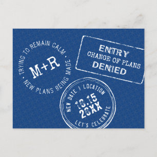 Carte Postale Faire-part Funny Passport Stamp Mariage Modifier la date
