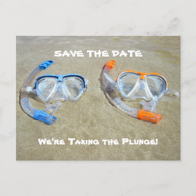 Carte Postale Faire-part Funny Save the Date Card Beach Wedding (Devant)