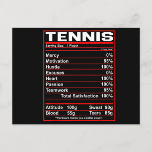 Carte Postale Faire-part Funny Tennis Nutrition Faits Femmes Hommes