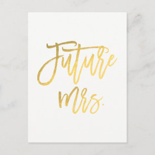 Carte Postale Faire-part Futur Mme Faux Gold Foil Moderne Économisez La Dat
