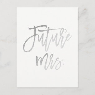 Carte Postale Faire-part Futur Mme Faux Silver Foil Moderne Enregistrer La 