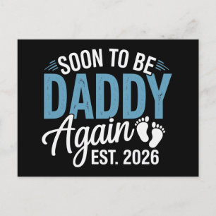 Carte Postale Faire-part Futur papa à nouveau prévu 2026 Annonce bébé papa