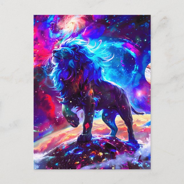 Carte Postale Faire-part Galaxy Lion Blue (Devant)