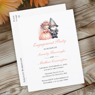 Carte Postale Faire-part Garden Gnome Orange Woodland Engagement Party