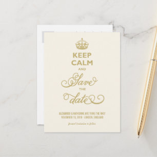 Carte Postale Faire-part Gardez votre calme et sauvegardez la date écriture