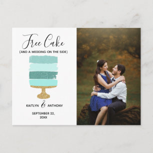 Carte Postale Faire-part Gâteau Gratuit Photo Moderne Mariage Économisez La