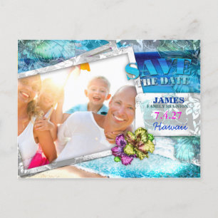 Carte Postale Faire-part GC Enregistrer la date Famille Réunion Plage Vinta