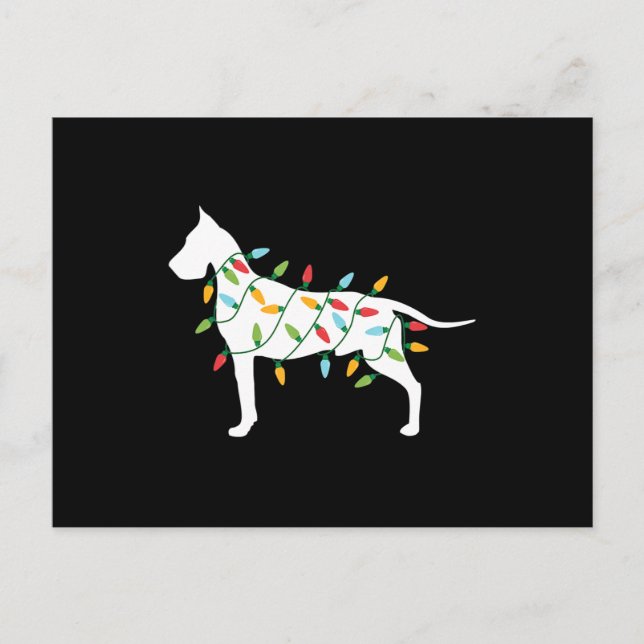Carte Postale Faire-part Gif Chien | Noël Lumières Grand Danois (Devant)