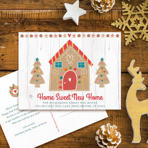 Carte Postale Faire-part Gingerbread Nouvelle Maison Rustique Bois Fêtes Mo