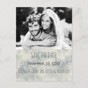 Carte Postale Faire-part Glamour Argenté Blanc Hiver Enregistrer La Date Ph