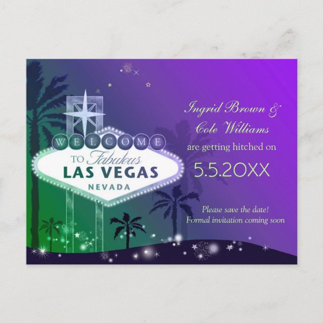 Carte Postale Faire-part Glitzy Las Vegas Mariage Sauvez la date (Devant)