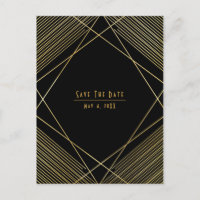 Gold & Black Elegant Moderne Déco Enregistrer la d