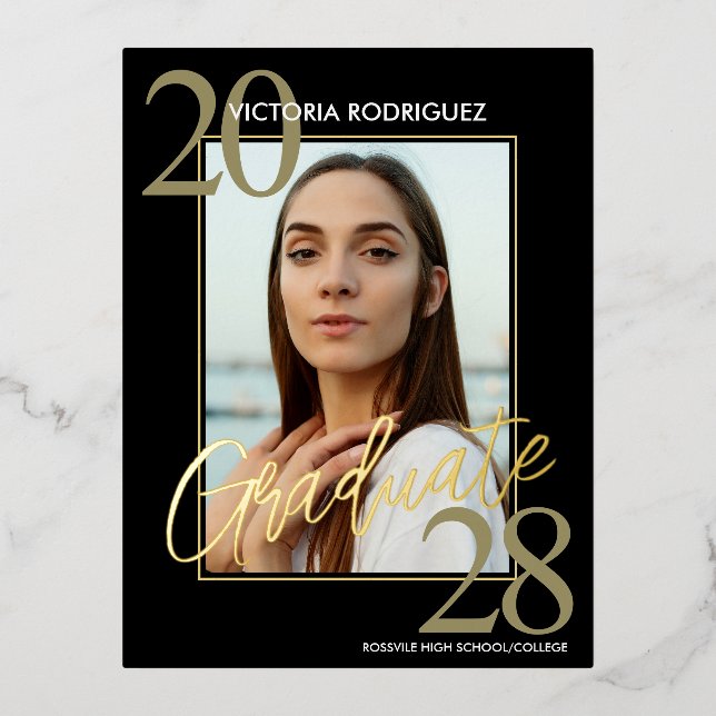 Carte postale Faire-part Gold Black Graduation ten (Recto)