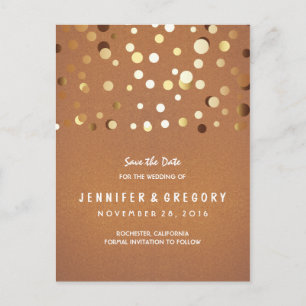 Carte Postale Faire-part Gold Confetti Décontracté et romantique Enregistre