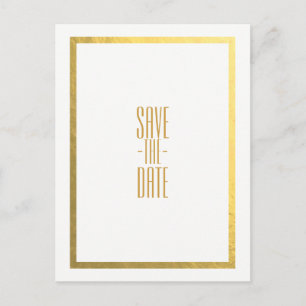 Carte Postale Faire-part Gold Faux Foil White Elegant Minimal Enregistrer l