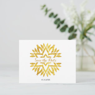 Carte Postale Faire-part Gold Look Star Mandala Bat mitzvah Enregistrer la