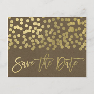 Carte Postale Faire-part Gold Modern Chic Rustic Kraft Enregistrer la date