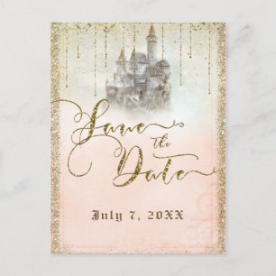 Carte Postale Faire-part Gold Parties scintillant Storybook Castle Enregist