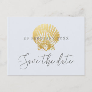 Carte Postale Faire-part Gold Shell Faux Foil Beach Mariage Enregistrer la