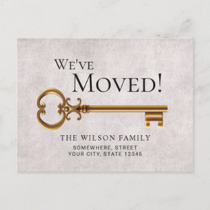 Carte Postale Faire-part Gold Skeleton Key Nouvelle adresse Moving Faire-pa