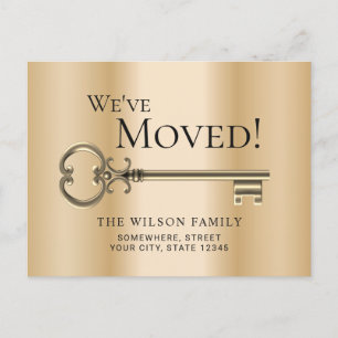 Carte Postale Faire-part Gold Skeleton Key Nouvelle adresse Moving Faire-pa