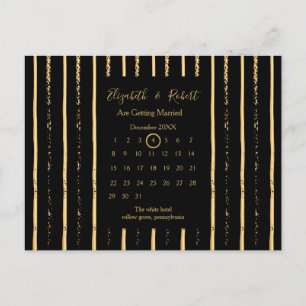 Carte Postale Faire-part Gold Wedding Enregistrer Le Calendrier Date