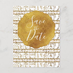 Carte Postale Faire-part Gold White Egypt Glam Enregistrer la date
