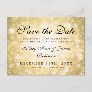 Carte Postale Faire-part Gold Winter Wonderland Anniversary Enregistrez La 