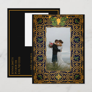 Carte Postale Faire-part Golden Celtic Knot Enregistrer le message de la da
