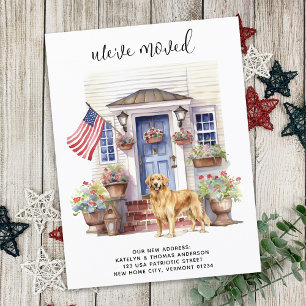 Carte Postale Faire-part Golden Retriever Patriotic Personnalisé Chien Movi