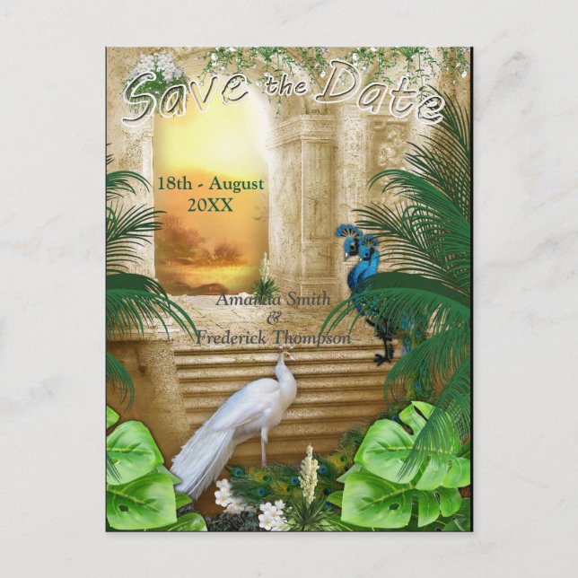 Carte Postale Faire-part Golden Royal Peacock Temple Dreams (Devant)