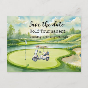 Carte Postale Faire-part Golf Enregistrer la date Tournoi de golf avec vue