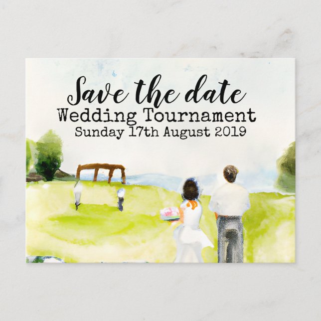 Carte Postale Faire-part Golf Sauvegarder la date de Golf Mariage Tournoi  (Devant)