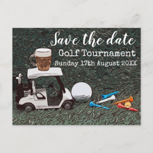 Carte Postale Faire-part Golf Sauvez la date Tournoi de golf avec Bière Pan