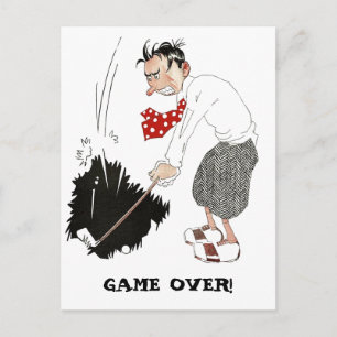 Carte Postale Faire-part Golfeur Vintage Jouant au Golf, Sauvegarder la Dat