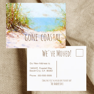 Carte Postale Faire-part Gone Coastal Nouvelle Maison Chemin de Plage Aquar