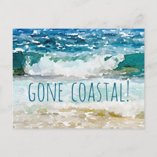 Carte Postale Faire-part Gone Coastal Nouvelle Maison Vague Sur Plage Aquar