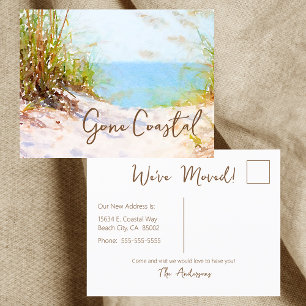 Carte Postale Faire-part Gone Coastal Nouvelle Maison Vague Sur Plage Aquar