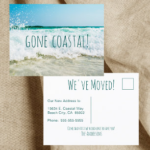Carte Postale Faire-part Gone Coastal Nouvelle Maison Vague Sur Plage Aquar