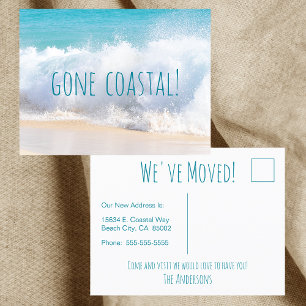 Carte Postale Faire-part Gone Coastal Nouvelle Maison Vague Sur Plage Aquar