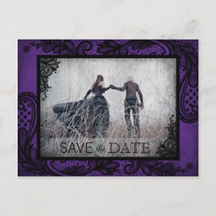 Carte Postale Faire-part Goth Grunge Lace Photo Sauvez la date