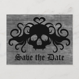 Carte Postale Faire-part Gothique sauver la date évanoui crâne vampire