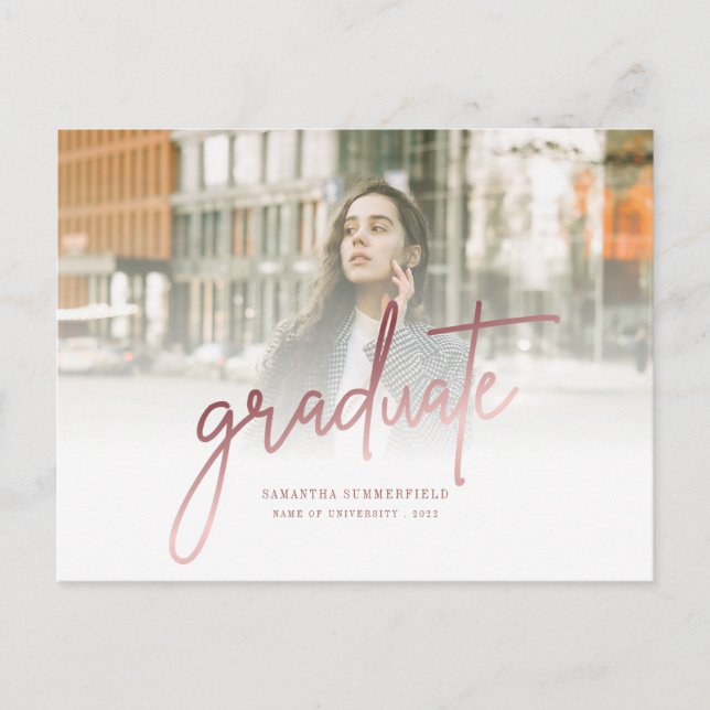 Carte Postale Faire-part Graduation 2025 Script photo Grad (Devant)