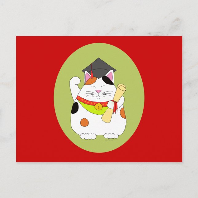 Carte Postale Faire-part Graduation Maneki Neko (Devant)