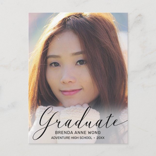 Carte Postale Faire-part Graduation Photo moderne noir Script 2023 (Devant)