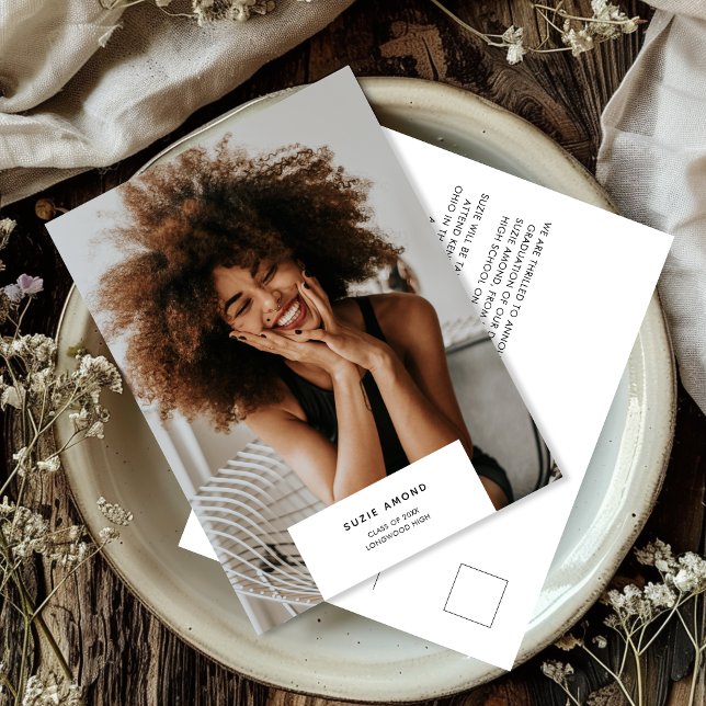 Carte Postale Faire-part Graduation photo simple et moderne minimale (Créateur téléchargé)